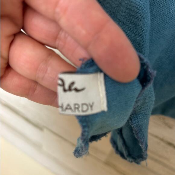 Axel Hardy women one size blue hole long sleeve distressed boho top shirt rare - Picture 4 of 5